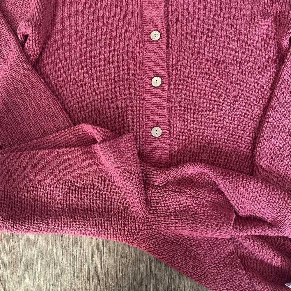 Free People Rose Knit Button-Front Romper in Deep Pink - Picture 4 of 8